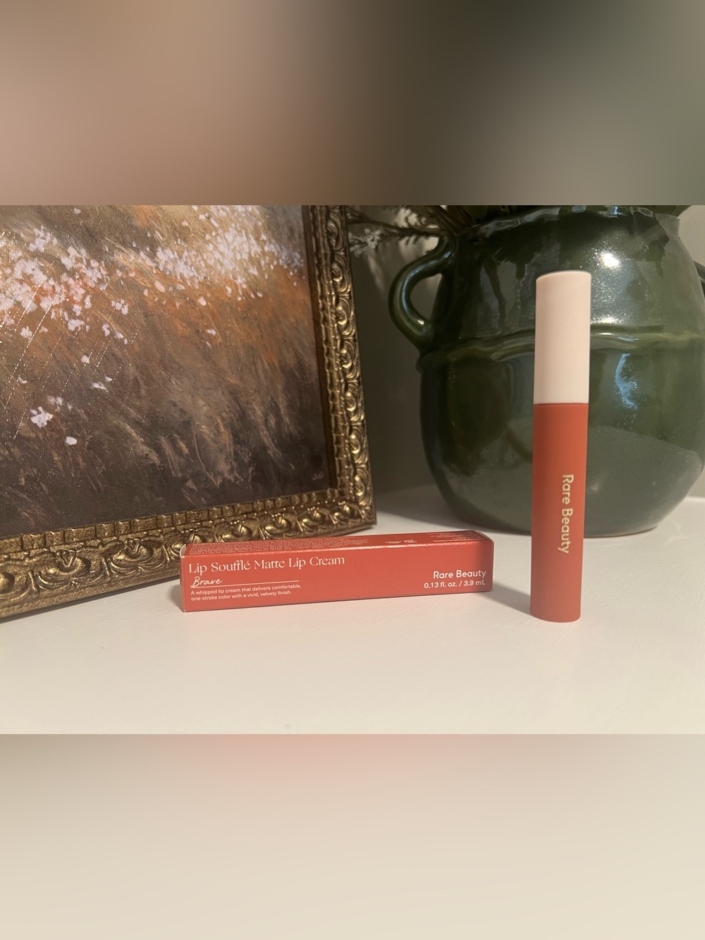 Rare Beauty lip souffle matte lip cream in brave #63.
